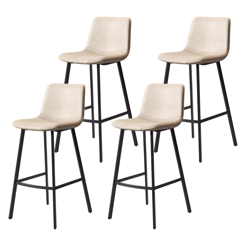 Taburete de bar sin brazos con respaldo Glam, taburete de bar de cocina de hierro con cojín de cuero y pedal