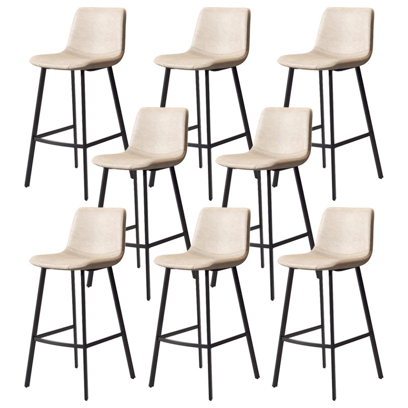 Taburete de bar sin brazos con respaldo Glam, taburete de bar de cocina de hierro con cojín de cuero y pedal
