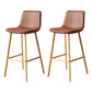 Taburete de bar sin brazos con respaldo Glam, taburete de bar de cocina de hierro con cojín de cuero y pedal