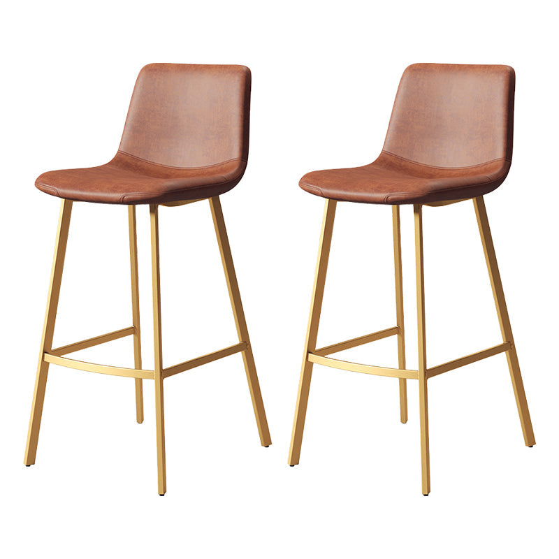 Taburete de bar sin brazos con respaldo Glam, taburete de bar de cocina de hierro con cojín de cuero y pedal