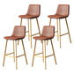 Taburete de bar sin brazos con respaldo Glam, taburete de bar de cocina de hierro con cojín de cuero y pedal
