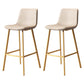 Taburete de bar sin brazos con respaldo Glam, taburete de bar de cocina de hierro con cojín de cuero y pedal