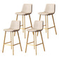 Taburete de bar sin brazos con respaldo Glam, taburete de bar de cocina de hierro con cojín de cuero y pedal
