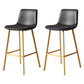 Taburete de bar sin brazos con respaldo Glam, taburete de bar de cocina de hierro con cojín de cuero y pedal