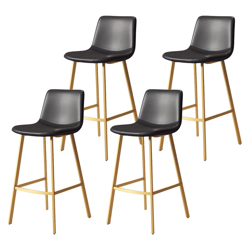 Taburete de bar sin brazos con respaldo Glam, taburete de bar de cocina de hierro con cojín de cuero y pedal