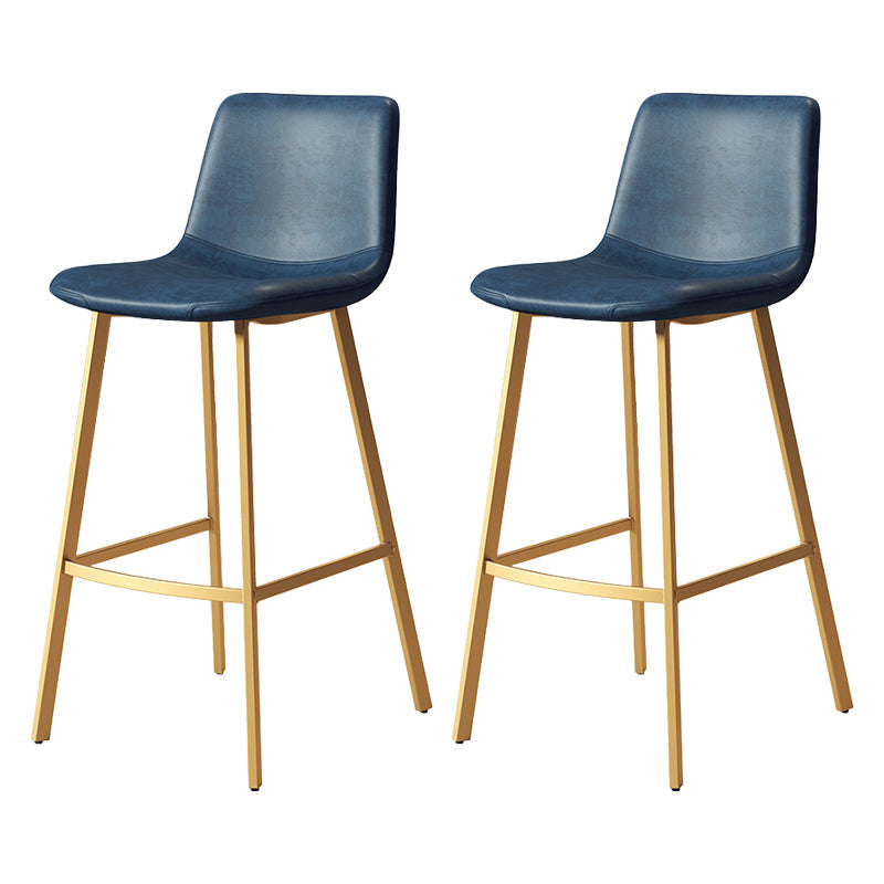 Taburete de bar sin brazos con respaldo Glam, taburete de bar de cocina de hierro con cojín de cuero y pedal
