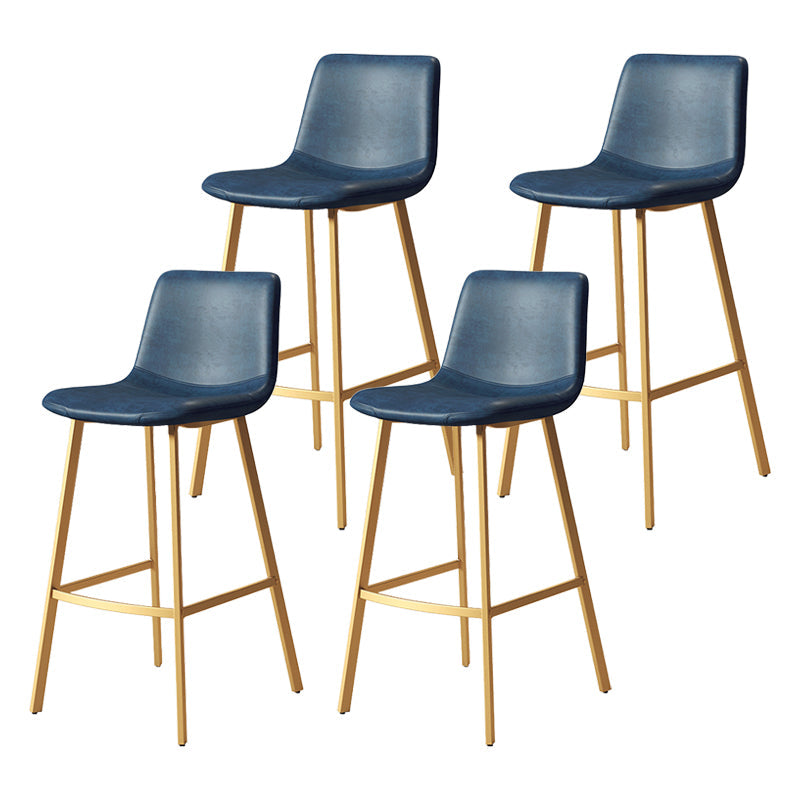 Taburete de bar sin brazos con respaldo Glam, taburete de bar de cocina de hierro con cojín de cuero y pedal