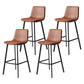 Taburete de bar sin brazos con respaldo Glam, taburete de bar de cocina de hierro con cojín de cuero y pedal