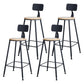 Industrial Round Counter Chair Wood and Metal Bar and Counter Stool with Footrest