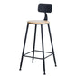 Industrial Round Counter Chair Wood and Metal Bar and Counter Stool with Footrest