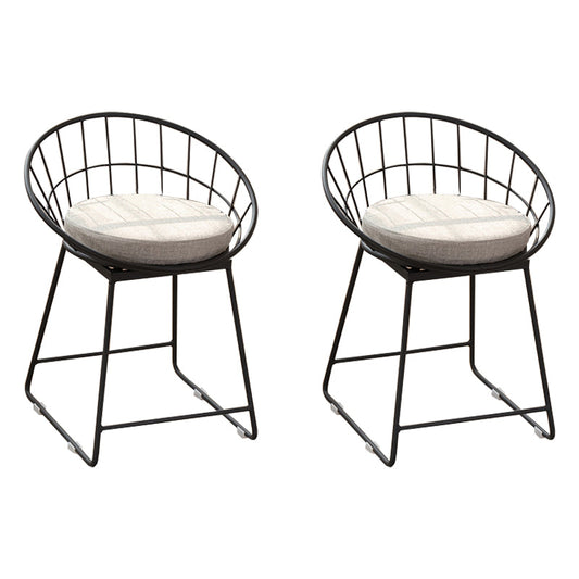 Modern Footrest Counter Bar Stool Bucket Low Back Bar Stool for Coffee Shop Black 2 Piece Set Short Stool(18"H)