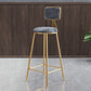 Nordic Backrest Armless Counter Stool Iron Kitchen Bar Stool with Velvet Cushion