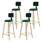 Nordic Backrest Armless Counter Stool Iron Kitchen Bar Stool with Velvet Cushion