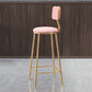 Nordic Backrest Armless Counter Stool Iron Kitchen Bar Stool with Velvet Cushion