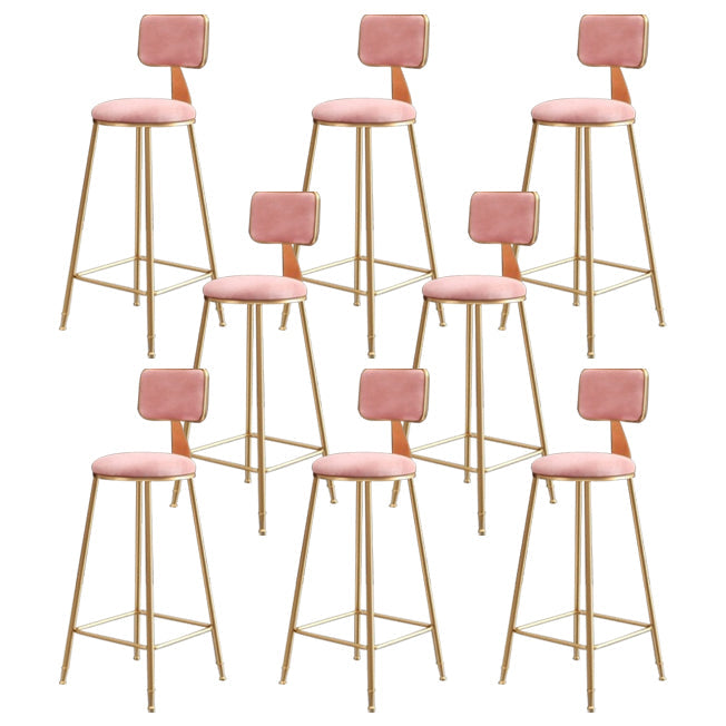 Nordic Backrest Armless Counter Stool Iron Kitchen Bar Stool with Velvet Cushion