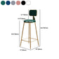 Nordic Backrest Armless Counter Stool Iron Kitchen Bar Stool with Velvet Cushion