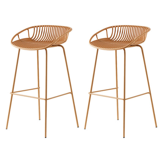 Modern Low Back Bar & Counter Stool Bucket Metal Indoor Counter Stools Yellow 2 Piece Set