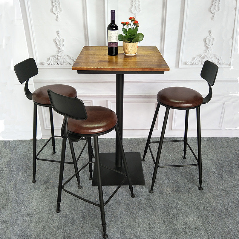Industrial Style Solid Wood Bar Table Set 1/2/3/4 Pieces Counter Table with High Stools 4 Pieces: Table, 3 Brown Chairs Clearhalo 'Bar Furniture' 'furn' 'furn_home_bar_bar_sets' 'Furniture' 'Home Bars & Bar Sets' 'home_bar_bar_sets' 'Kitchen & Dining Furniture' 5445997