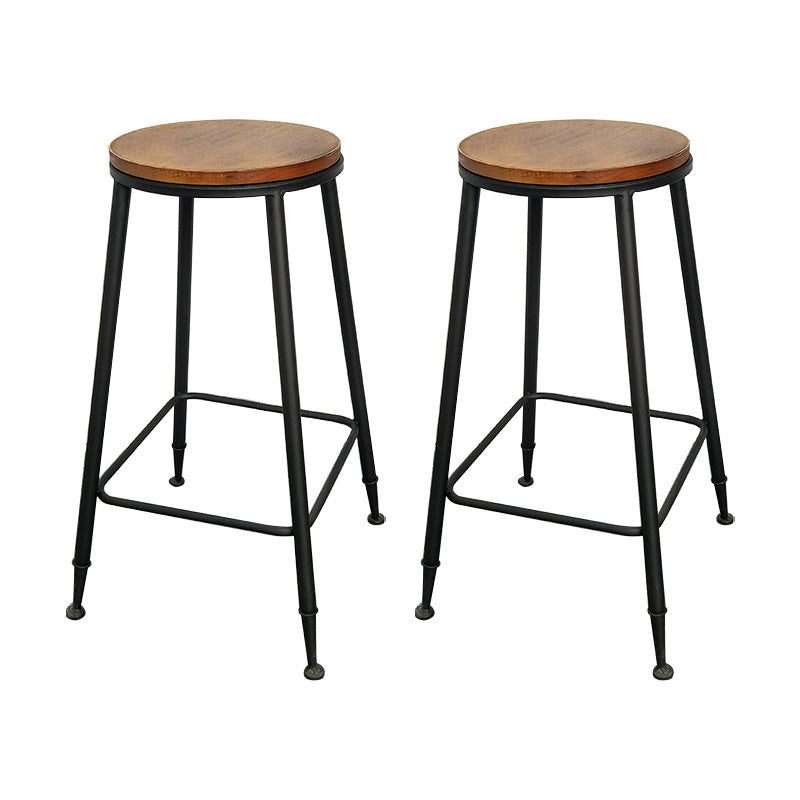 Industrial Style Solid Wood Bar Table Set 1/2/3/4 Pieces Counter Table with High Stools Light-Brown 26"H Stool (Single) Clearhalo 'Bar Furniture' 'furn' 'furn_home_bar_bar_sets' 'Furniture' 'Home Bars & Bar Sets' 'home_bar_bar_sets' 'Kitchen & Dining Furniture' 5445998