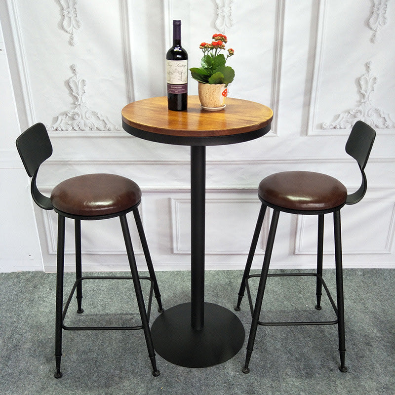 Industrial Style Solid Wood Bar Table Set 1/2/3/4 Pieces Counter Table with High Stools 3 Pieces: Table, 2 Chairs Clearhalo 'Bar Furniture' 'furn' 'furn_home_bar_bar_sets' 'Furniture' 'Home Bars & Bar Sets' 'home_bar_bar_sets' 'Kitchen & Dining Furniture' 5446000