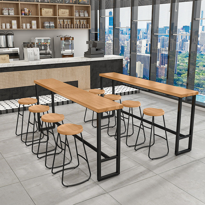 1/5 pièces Industrial Iron Bar Table Set Rectangle Pine Wood Top Bistro Set avec reproche