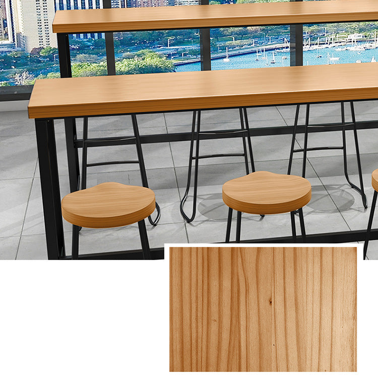 1/5 pièces Industrial Iron Bar Table Set Rectangle Pine Wood Top Bistro Set avec reproche