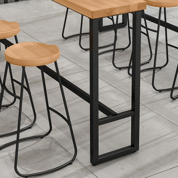 1/5 pièces Industrial Iron Bar Table Set Rectangle Pine Wood Top Bistro Set avec reproche