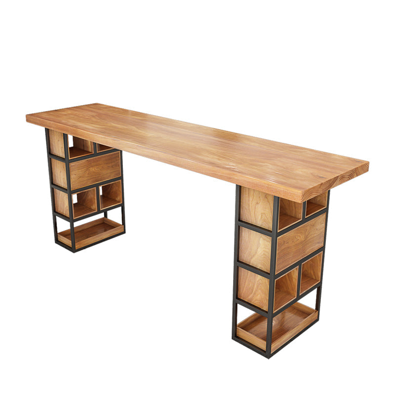 Ensemble de Table de Bar moderne 1/4 pièces, Table de comptoir rectangulaire en bois de pin avec tabourets sans dossier