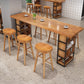 Ensemble de Table de Bar moderne 1/4 pièces, Table de comptoir rectangulaire en bois de pin avec tabourets sans dossier