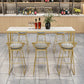 1/7 Pieces Glam Iron Bistro Set Rectangle Bar Table Set with White Stone Top
