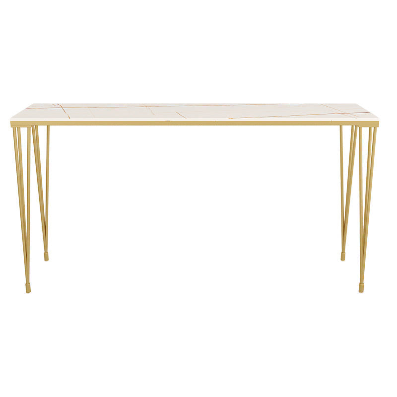 1/7 Pieces Glam Iron Bistro Set Rectangle Bar Table Set with White Stone Top