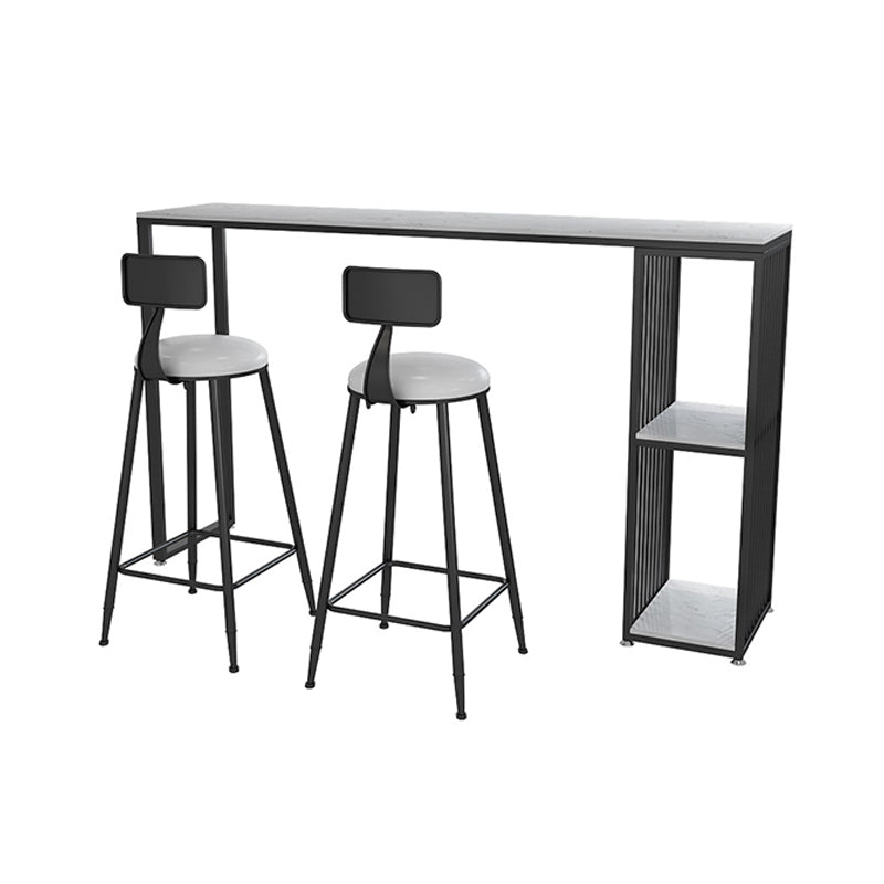 1/3 piezas Moderna mesa de barra de hierro Rectángulo Bistro de mármol blanco de imitación con estante