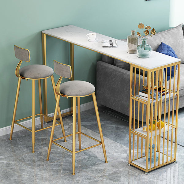 1/2/3 Pieces Glam Iron Bar Table Set Rectangle White Faux Marble Top Bistro Set with Shelf Clearhalo 'Bar Furniture' 'furn' 'furn_home_bar_bar_sets' 'Furniture' 'Home Bars & Bar Sets' 'home_bar_bar_sets' 'Kitchen & Dining Furniture' 5446167