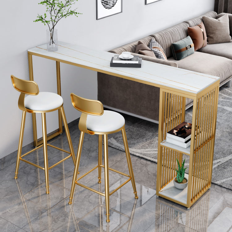 Modern 1/3 Pieces Bar Table Set Rectangle Stone Table with High Stools 3 Pieces: Table, 2 Beige Chairs Clearhalo 'Bar Furniture' 'furn' 'furn_home_bar_bar_sets' 'Furniture' 'Home Bars & Bar Sets' 'home_bar_bar_sets' 'Kitchen & Dining Furniture' 5446202