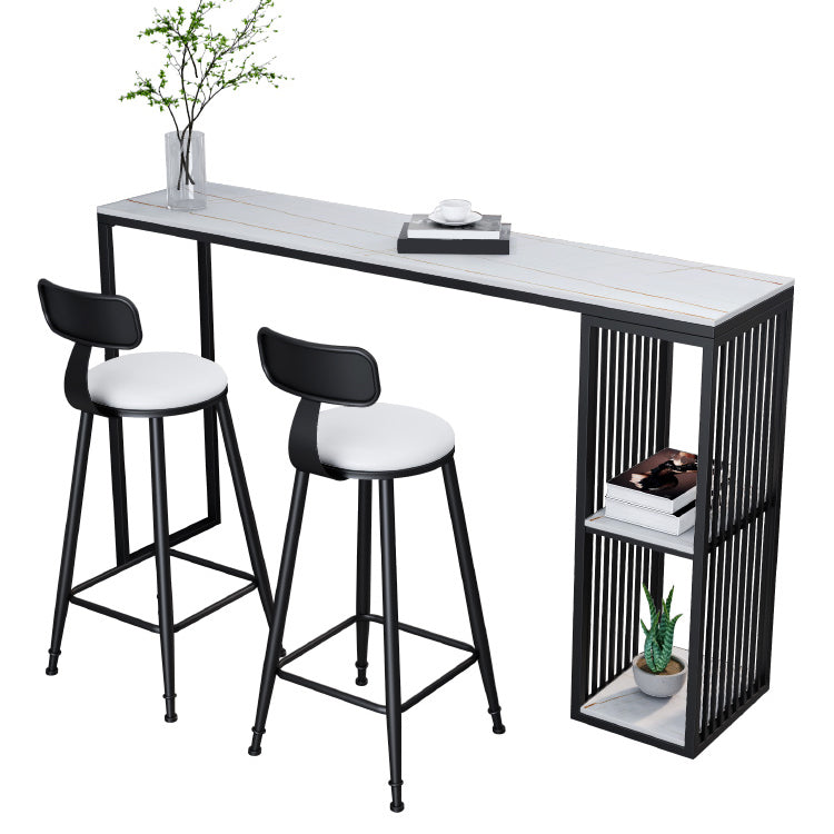 Modern 1/3 Pieces Bar Table Set Rectangle Stone Table with High Stools Clearhalo 'Bar Furniture' 'furn' 'furn_home_bar_bar_sets' 'Furniture' 'Home Bars & Bar Sets' 'home_bar_bar_sets' 'Kitchen & Dining Furniture' 5446208