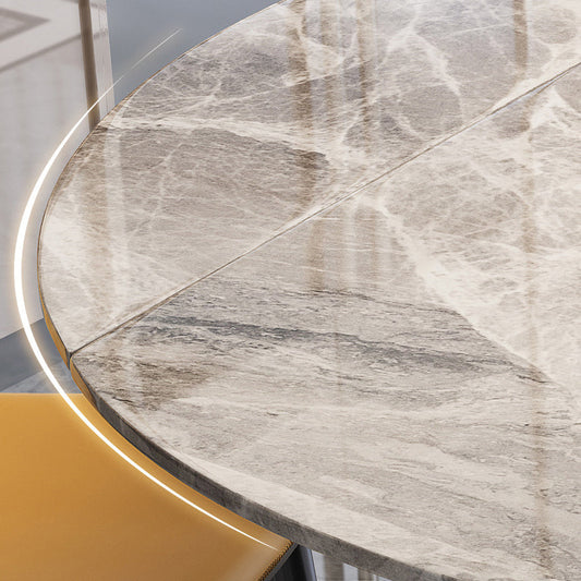 Set da tavolo rotondo di pietra sinterizzata contemporanea set da pranzo 1/5/7 pezzi