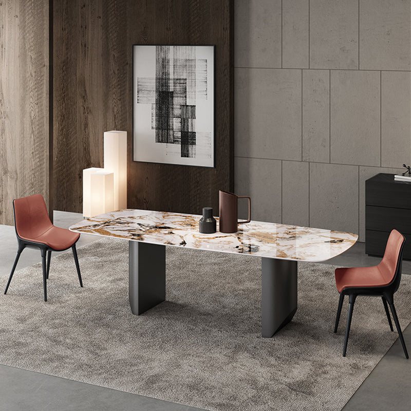Contemporary Sintered Stone Table Rectangle Table Set 1/3/4/5 Pieces Dining Set Clearhalo 'Dining Room Sets' 'Dining Tables & Seating' 'dining_room_set' 'furn' 'furn_dining_room_set' 'Furniture' 'Kitchen & Dining Furniture' 5446262