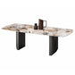 Contemporary Sintered Stone Table Rectangle Table Set 1/3/4/5 Pieces Dining Set Gold 79"L x 39"W Clearhalo 'Dining Room Sets' 'Dining Tables & Seating' 'dining_room_set' 'furn' 'furn_dining_room_set' 'Furniture' 'Kitchen & Dining Furniture' 5446263