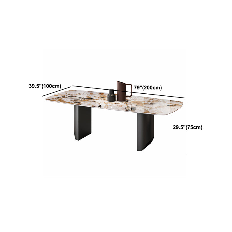 Contemporary Sintered Stone Table Rectangle Table Set 1/3/4/5 Pieces Dining Set Clearhalo 'Dining Room Sets' 'Dining Tables & Seating' 'dining_room_set' 'furn' 'furn_dining_room_set' 'Furniture' 'Kitchen & Dining Furniture' 5446270