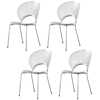 Acrylic Base Dinette Set 1/4/5 Pcs Modern Rectangle Dining Table Set in White