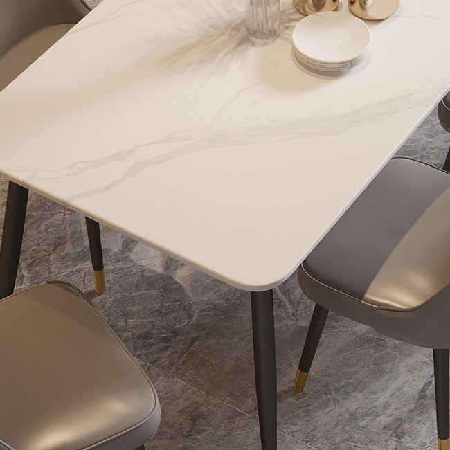 Modern Rectangle Dining Table Set 1/2/5/7 Pieces Stone Top Dinette Set Clearhalo 'Dining Room Sets' 'Dining Tables & Seating' 'dining_room_set' 'furn' 'furn_dining_room_set' 'Furniture' 'Kitchen & Dining Furniture' 5446296