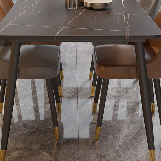 Modern Rectangle Dining Table Set 1/2/5/7 Pieces Stone Top Dinette Set Clearhalo 'Dining Room Sets' 'Dining Tables & Seating' 'dining_room_set' 'furn' 'furn_dining_room_set' 'Furniture' 'Kitchen & Dining Furniture' 5446298