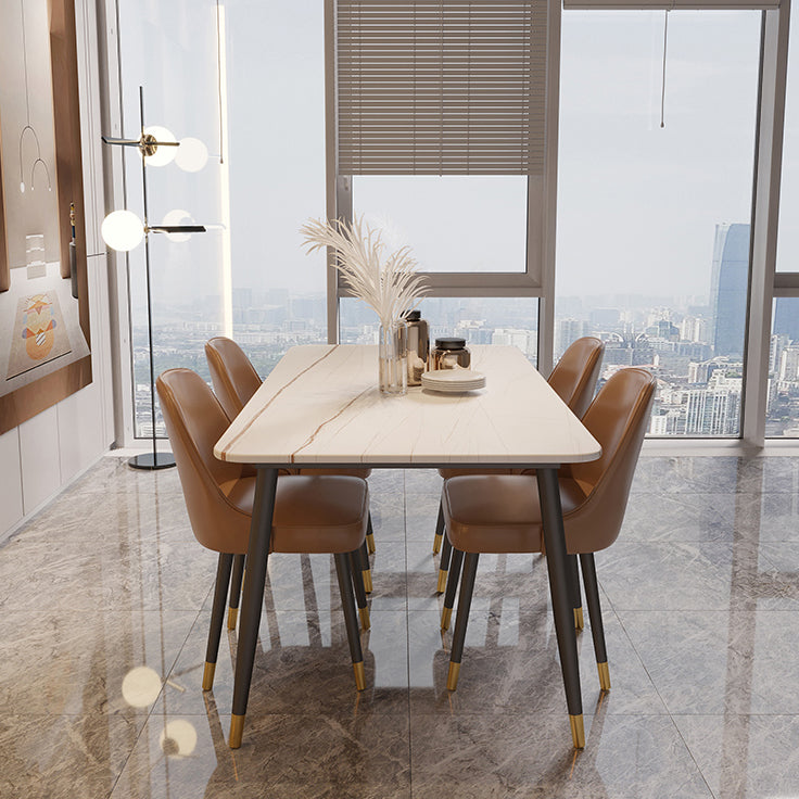 Modern Rectangle Dining Table Set 1/2/5/7 Pieces Stone Top Dinette Set Clearhalo 'Dining Room Sets' 'Dining Tables & Seating' 'dining_room_set' 'furn' 'furn_dining_room_set' 'Furniture' 'Kitchen & Dining Furniture' 5446299