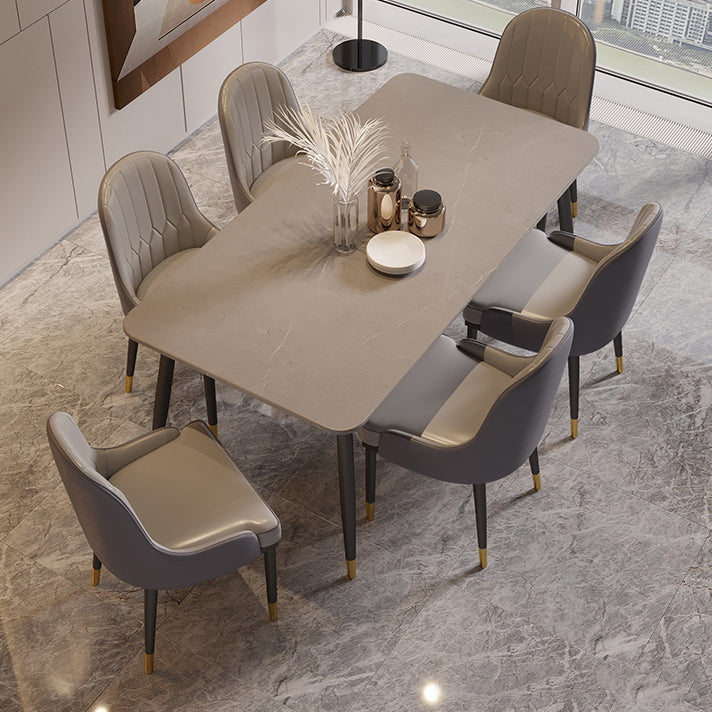 Modern Rectangle Dining Table Set 1/2/5/7 Pieces Stone Top Dinette Set Clearhalo 'Dining Room Sets' 'Dining Tables & Seating' 'dining_room_set' 'furn' 'furn_dining_room_set' 'Furniture' 'Kitchen & Dining Furniture' 5446300
