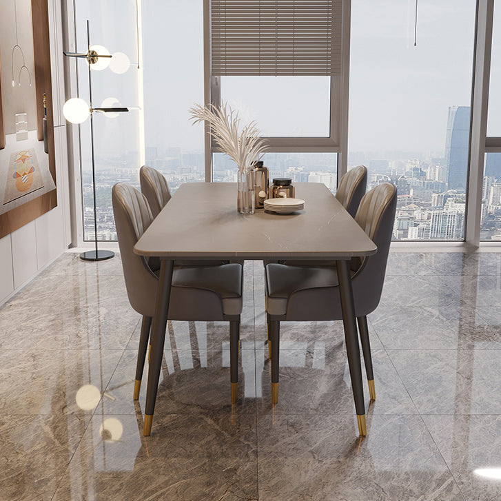 Modern Rectangle Dining Table Set 1/2/5/7 Pieces Stone Top Dinette Set Clearhalo 'Dining Room Sets' 'Dining Tables & Seating' 'dining_room_set' 'furn' 'furn_dining_room_set' 'Furniture' 'Kitchen & Dining Furniture' 5446301