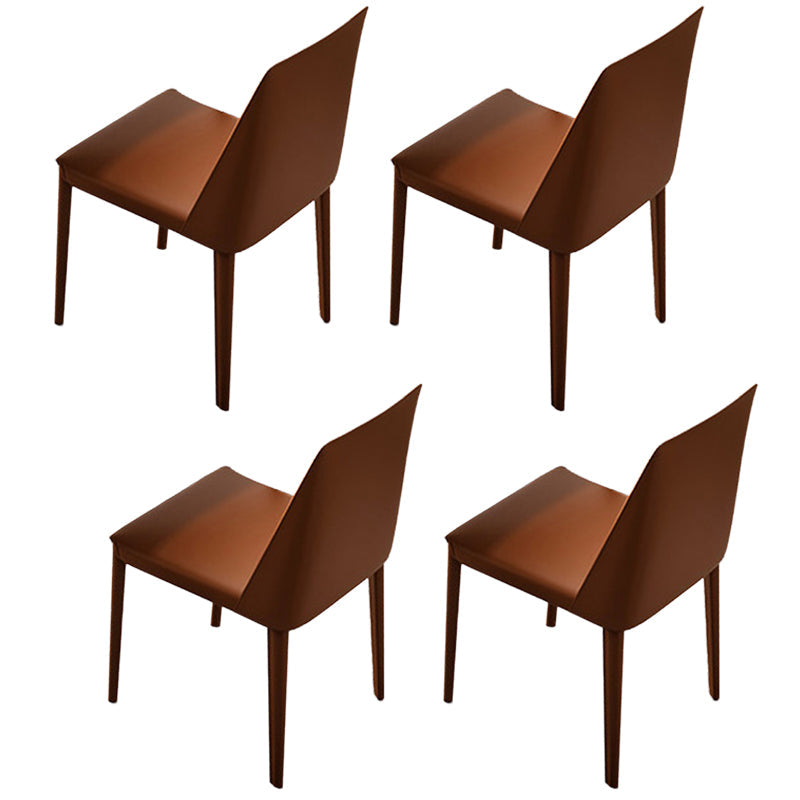 Contemporary Sintered Stone Table Rectangle Table Set 1/4/5/7 Pieces Dining Set 4 Orange Chairs Clearhalo 'Dining Room Sets' 'Dining Tables & Seating' 'dining_room_set' 'furn' 'furn_dining_room_set' 'Furniture' 'Kitchen & Dining Furniture' 5446309