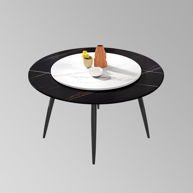 Modern Restaurant Table and Chair Set 1/4/5/7 Pieces Round Dining Table Set Black 63"L x 63"W Clearhalo 'Dining Room Sets' 'Dining Tables & Seating' 'dining_room_set' 'furn' 'furn_dining_room_set' 'Furniture' 'Kitchen & Dining Furniture' 5446328