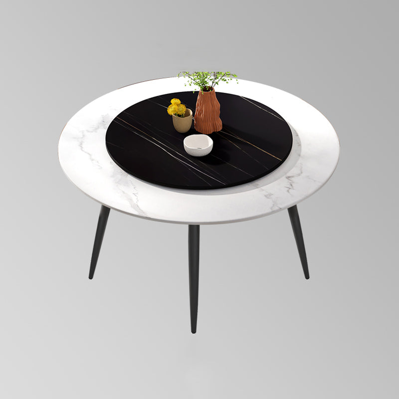 Modern Restaurant Table and Chair Set 1/4/5/7 Pieces Round Dining Table Set White 59"L x 59"W Clearhalo 'Dining Room Sets' 'Dining Tables & Seating' 'dining_room_set' 'furn' 'furn_dining_room_set' 'Furniture' 'Kitchen & Dining Furniture' 5446330