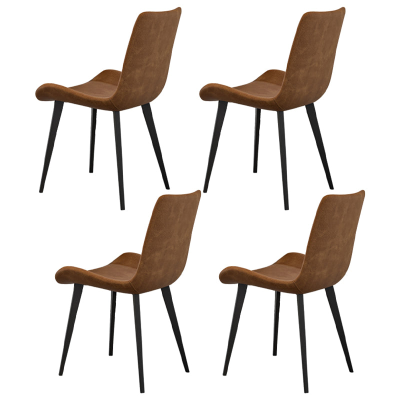 Modern Restaurant Table and Chair Set 1/4/5/7 Pieces Round Dining Table Set 4 Brown Chairs Clearhalo 'Dining Room Sets' 'Dining Tables & Seating' 'dining_room_set' 'furn' 'furn_dining_room_set' 'Furniture' 'Kitchen & Dining Furniture' 5446334