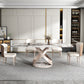 Glam Dining Table Set 1/4/5/7 Pieces Stone Dining Furniture with Chairs Clearhalo 'Dining Room Sets' 'Dining Tables & Seating' 'dining_room_set' 'furn' 'furn_dining_room_set' 'Furniture' 'Kitchen & Dining Furniture' 5446353